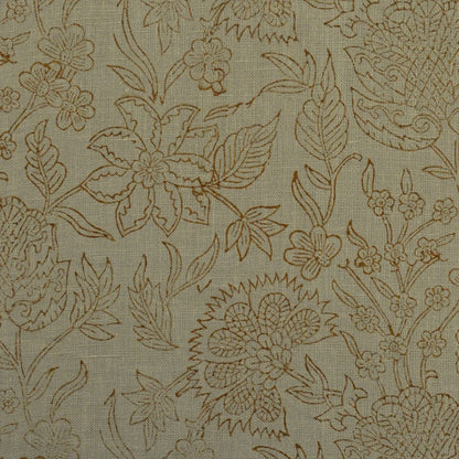 Philip Floral Block Print  Solid Linen Fabric