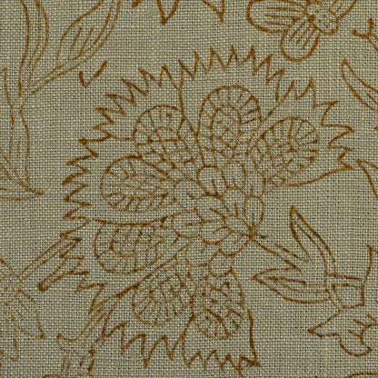 Philip Floral Block Print  Solid Linen Fabric