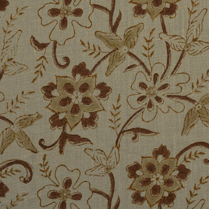 Dier Floral Block Print Solid Linen Fabric