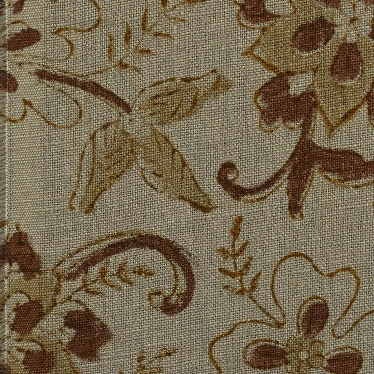 Petals Rust Linen Fabric