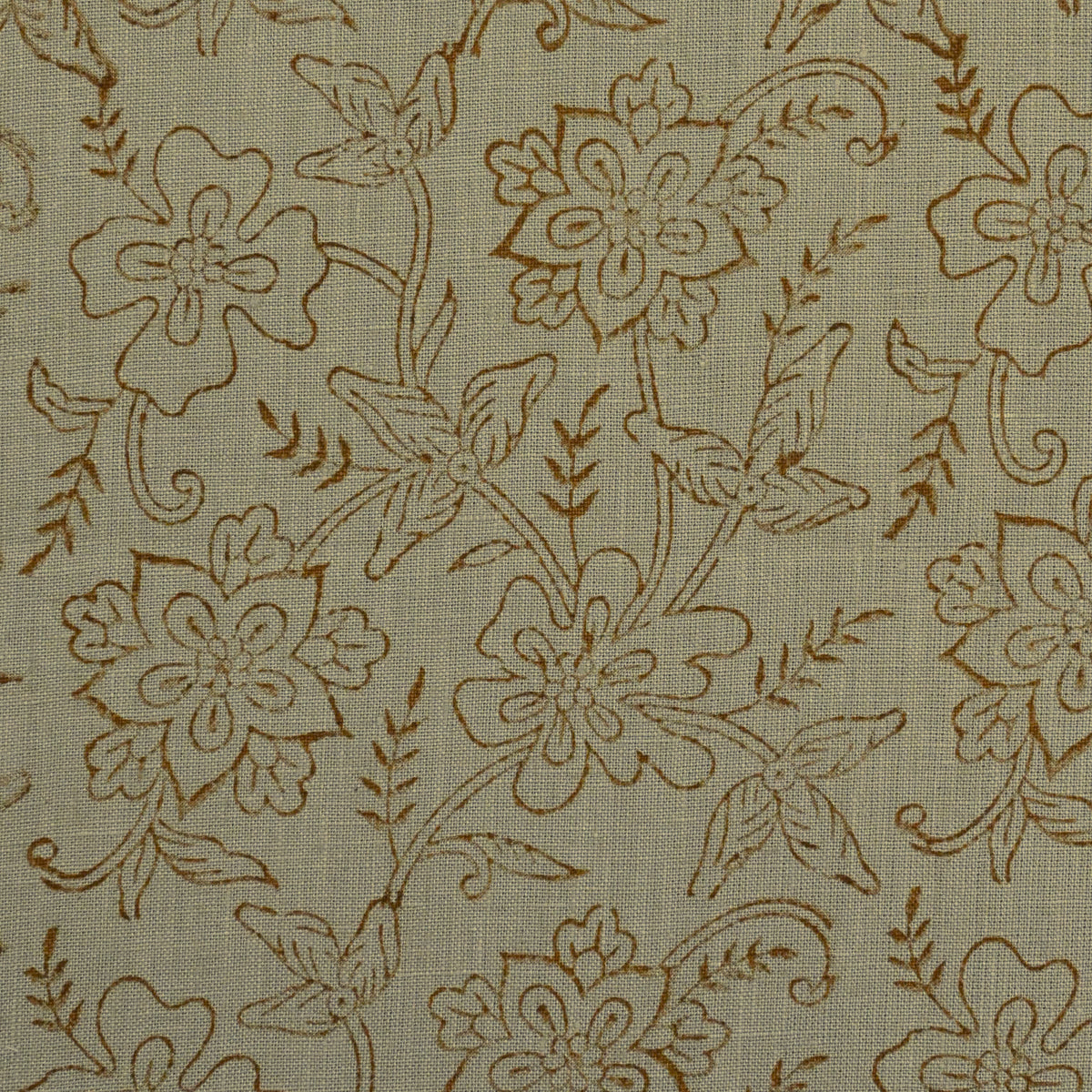 Dier Floral Block Print Solid Linen Fabric