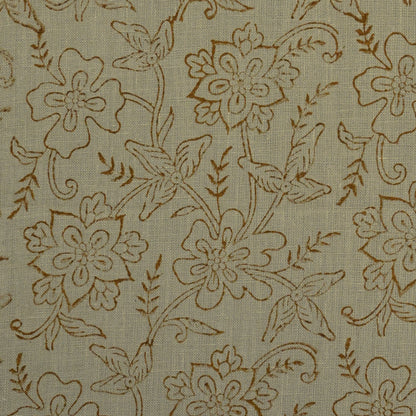 Dier Floral Block Print Solid Linen Fabric