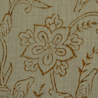 Dier Floral Block Print Solid Linen Fabric