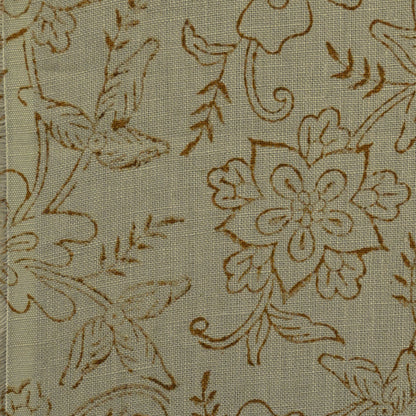 Dier Floral Block Print Solid Linen Fabric