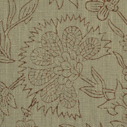Philip Floral Block Print  Solid Linen Fabric