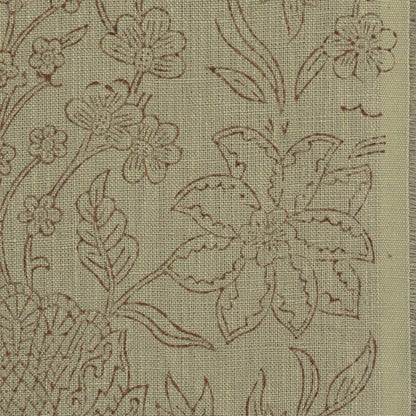 Philip Floral Block Print  Solid Linen Fabric