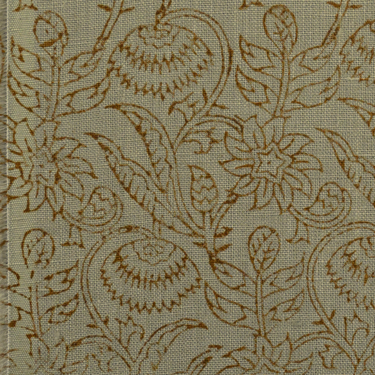 Hugo Floral Block Print Solid Linen Fabric