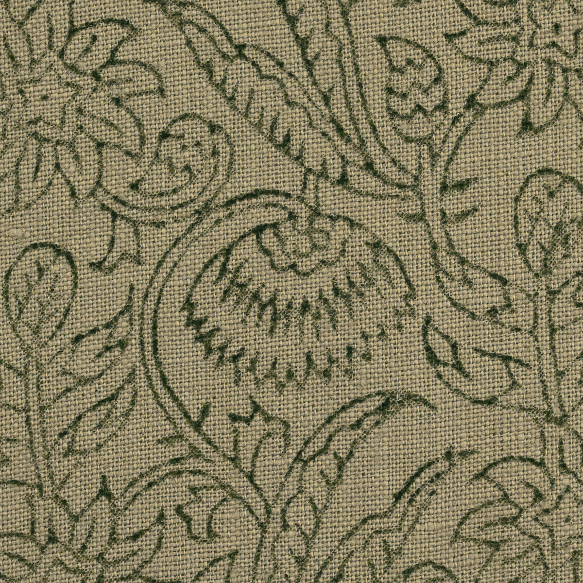 Hugo Floral Block Print Solid Linen Fabric