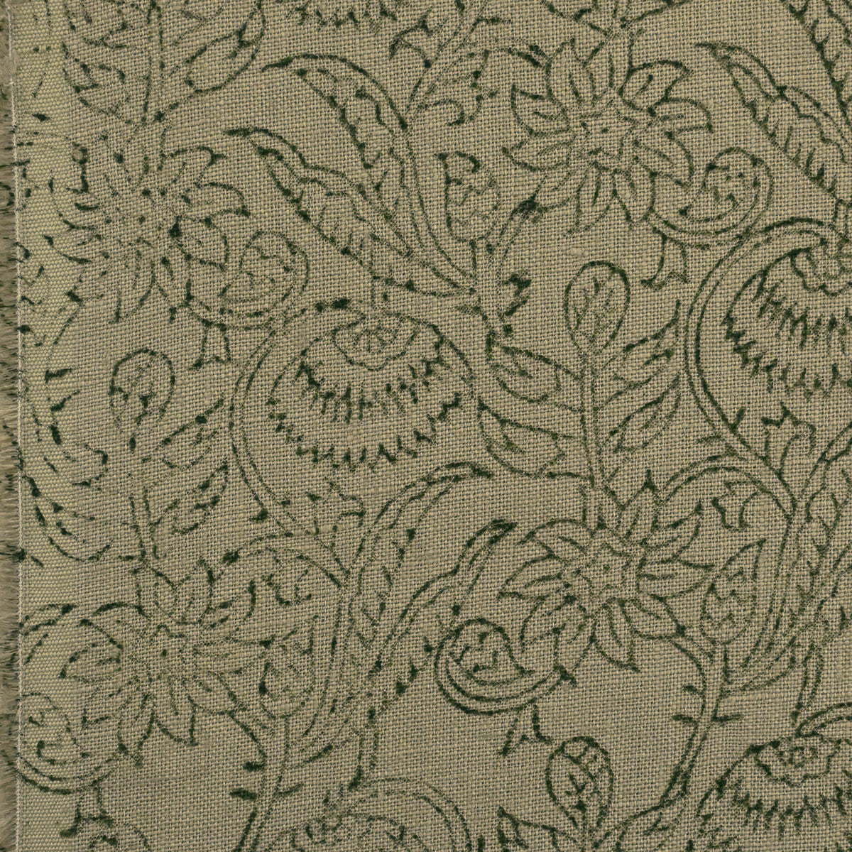Hugo Floral Block Print Solid Linen Fabric