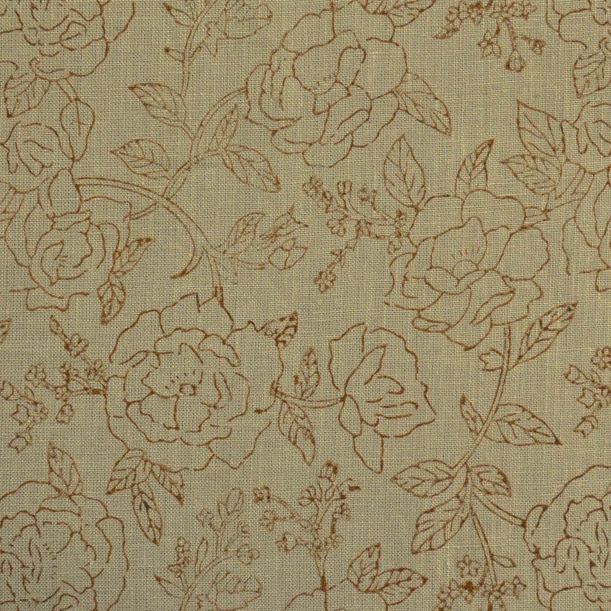Dune Floral Block Print Solid Linen Fabric