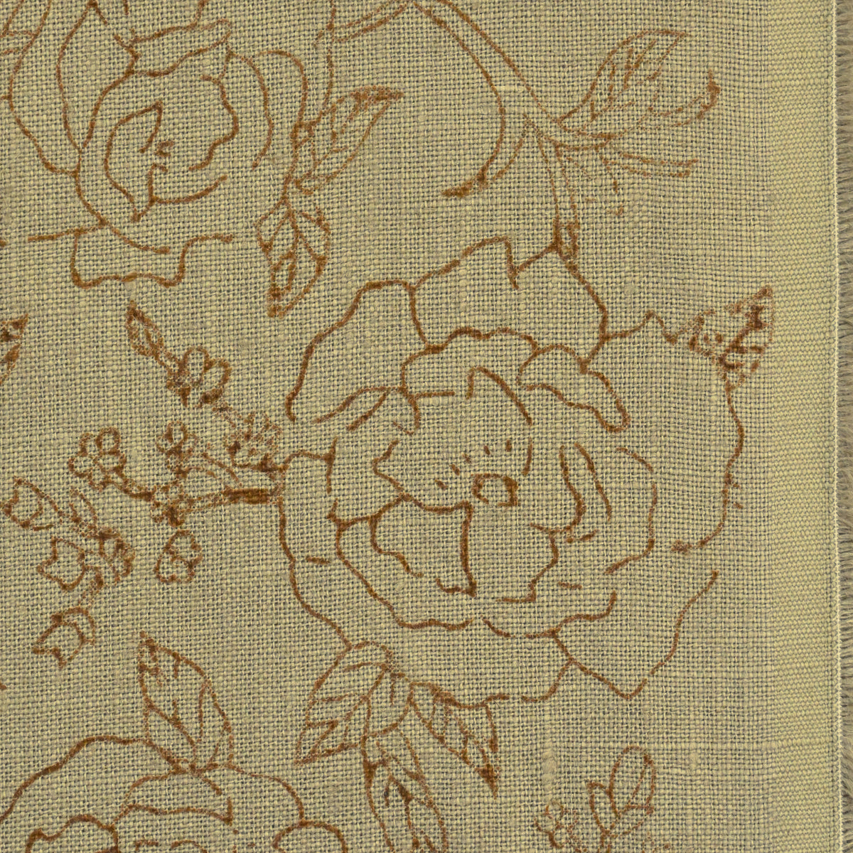 Dune Floral Block Print Solid Linen Fabric