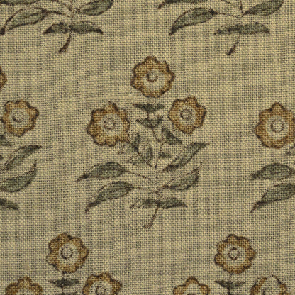 Adnil Floral Block Print Solid Linen Fabric