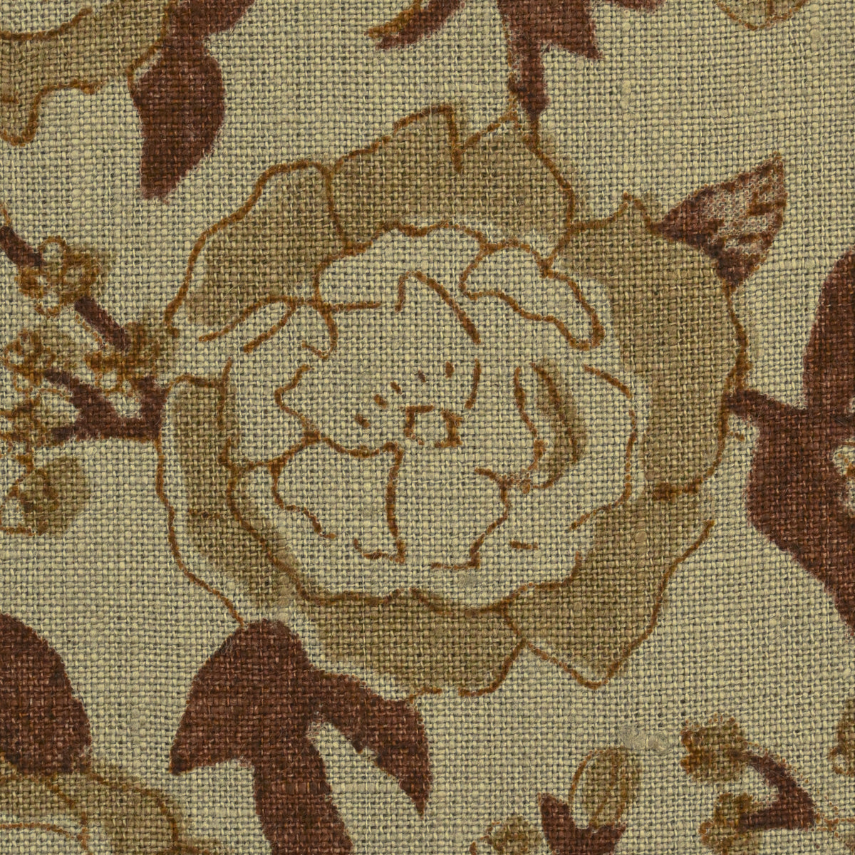 Dune Floral Block Print Solid Linen Fabric