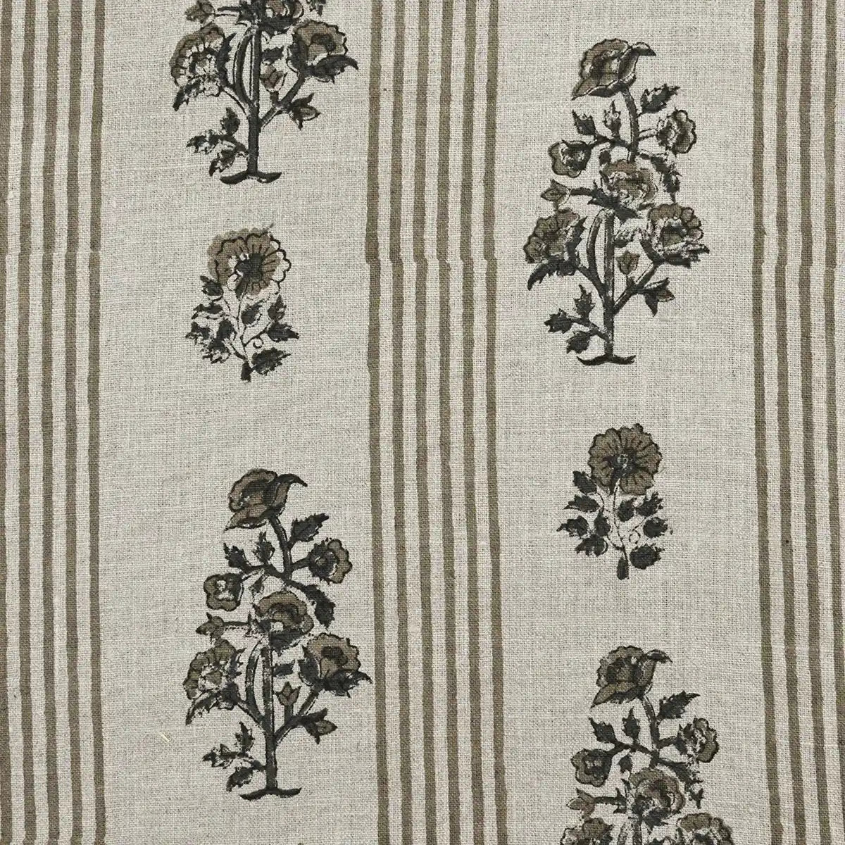 Nayrb Floral Hand Block Print Linen Fabric