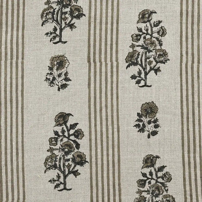 Nayrb Floral Hand Block Print Linen Fabric