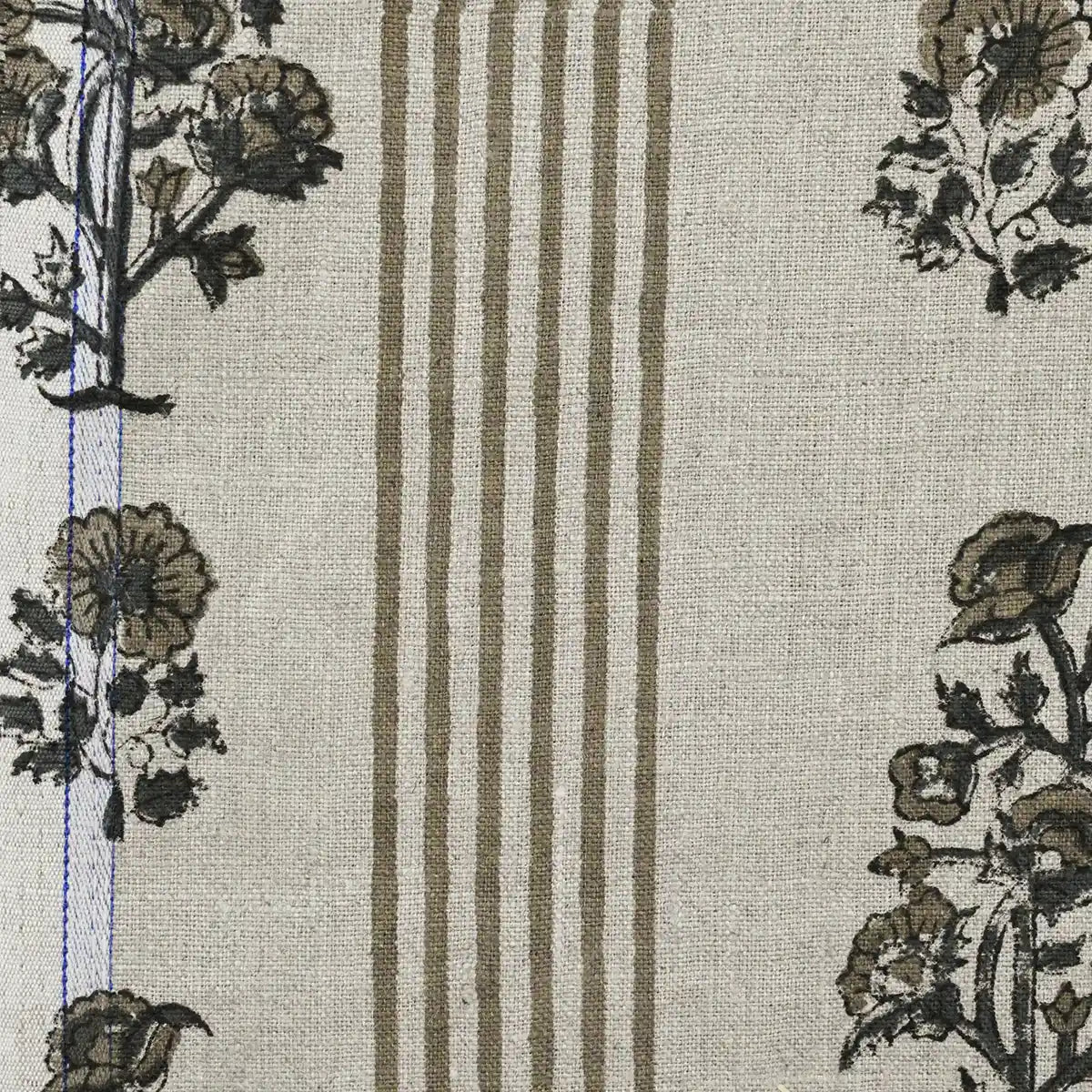 Nayrb Floral Hand Block Print Linen Fabric