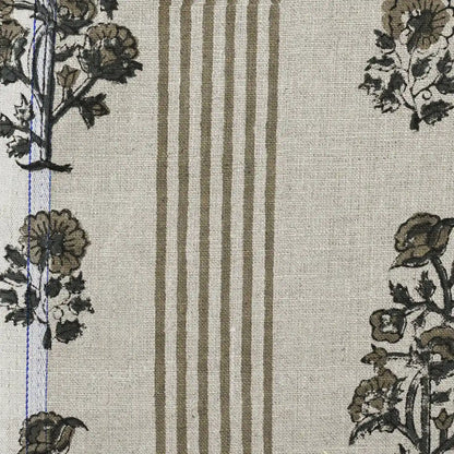 Nayrb Floral Hand Block Print Linen Fabric