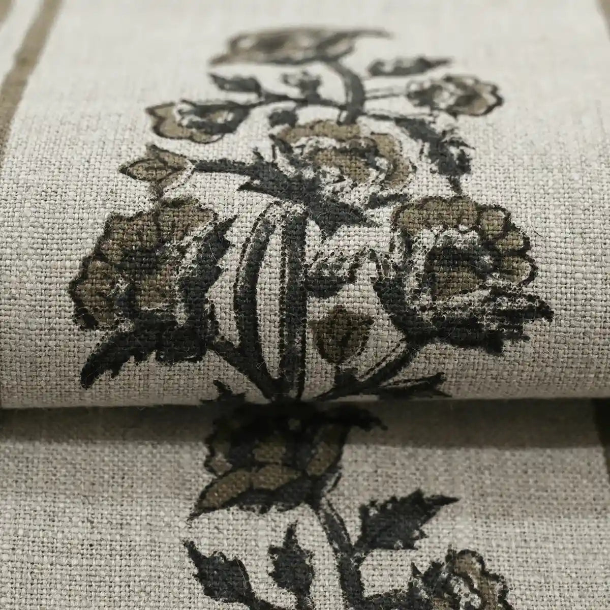 Nayrb Floral Hand Block Print Linen Fabric