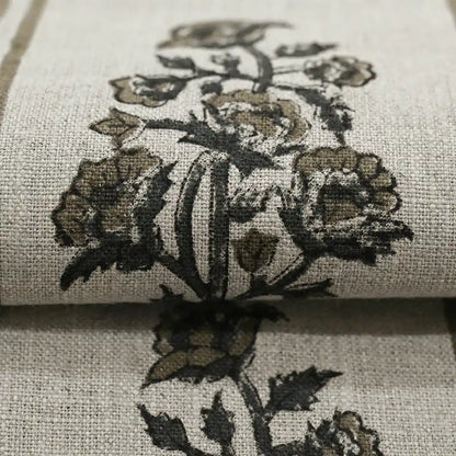 Nayrb Floral Hand Block Print Linen Fabric