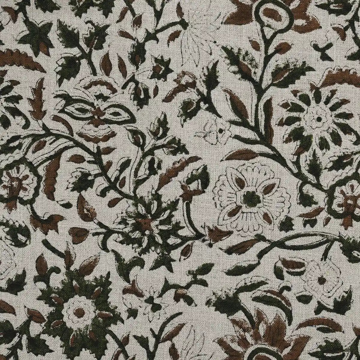 Rebecca Floral Block Print Linen Fabric