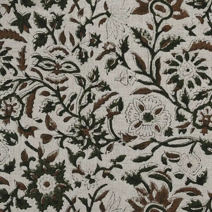 Rebecca Floral Block Print Linen Fabric