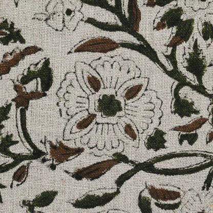 Rebecca Floral Block Print Linen Fabric