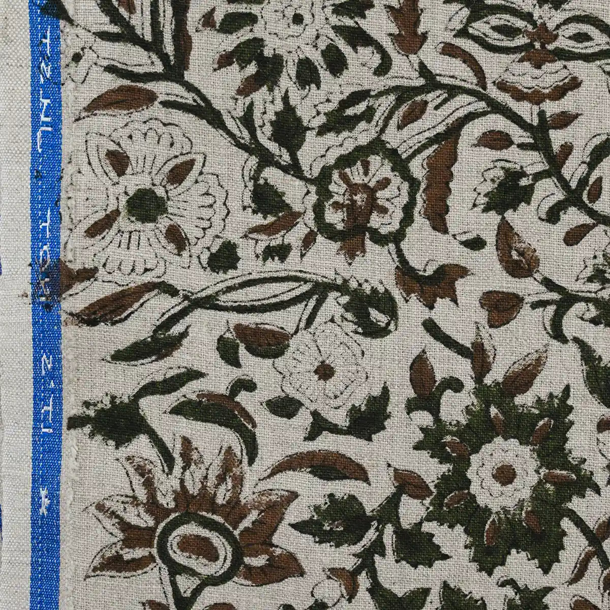 Rebecca Floral Block Print Linen Fabric