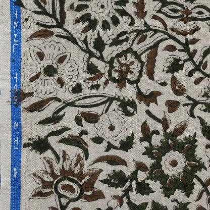 Rebecca Floral Block Print Linen Fabric