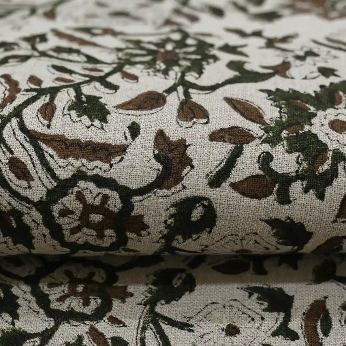 Rebecca Floral Block Print Linen Fabric