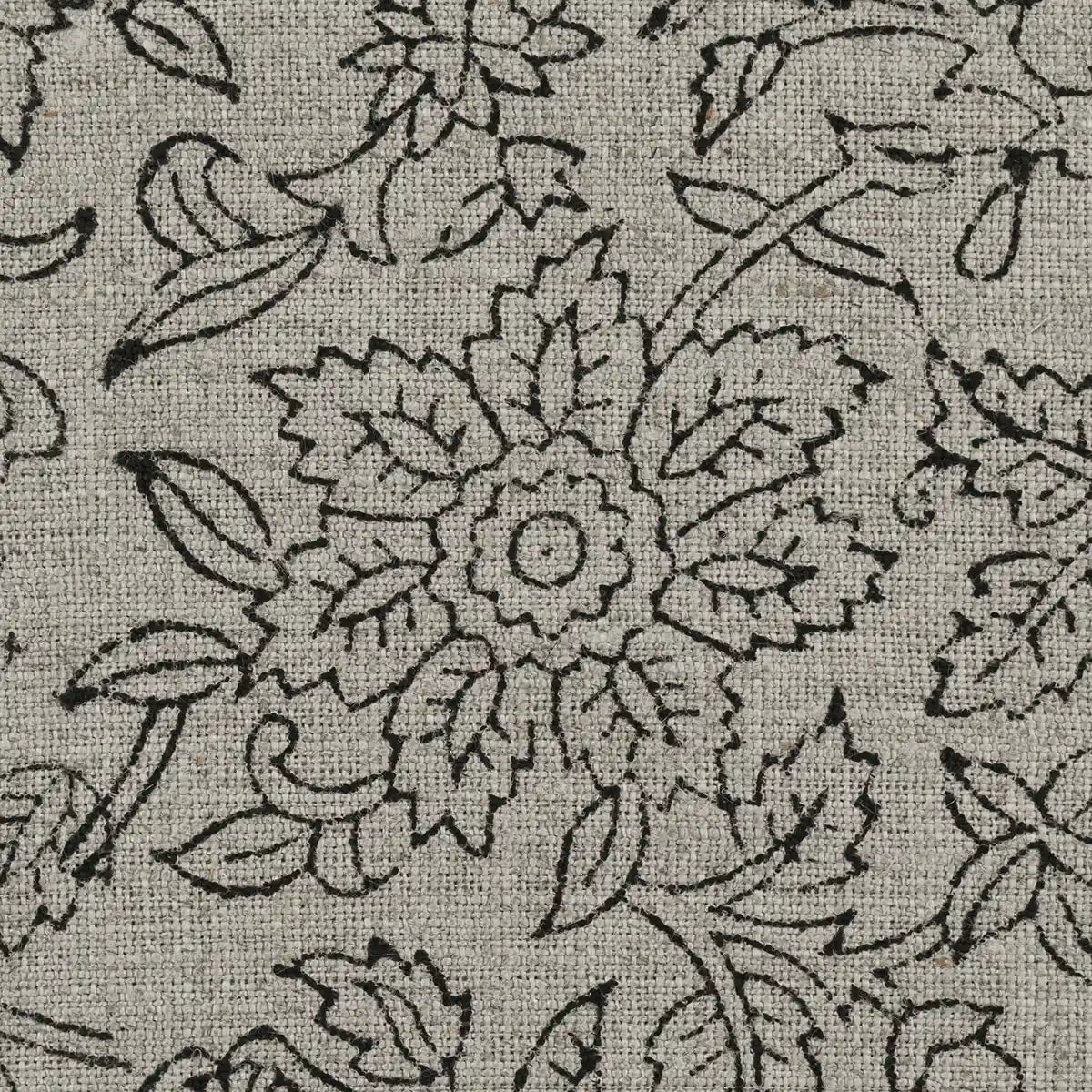 Rebecca Floral Block Print Linen Fabric