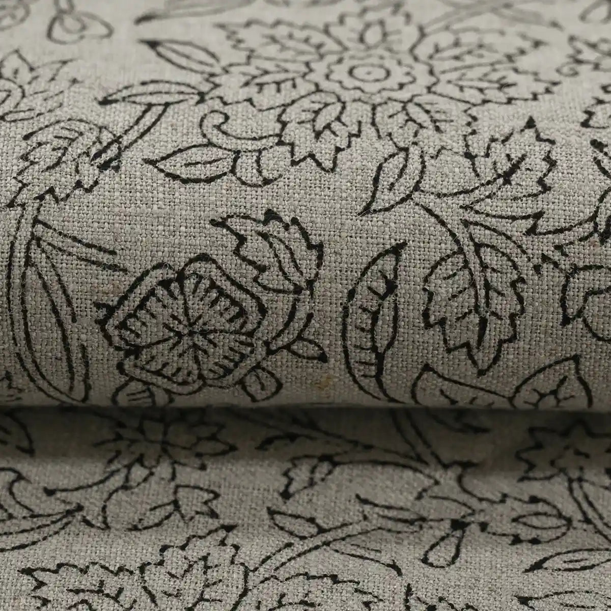 Rebecca Floral Block Print Linen Fabric
