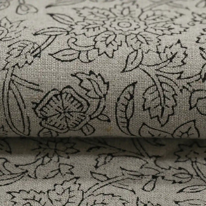 Rebecca Floral Block Print Linen Fabric