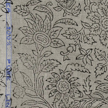 Rebecca Floral Block Print Linen Fabric