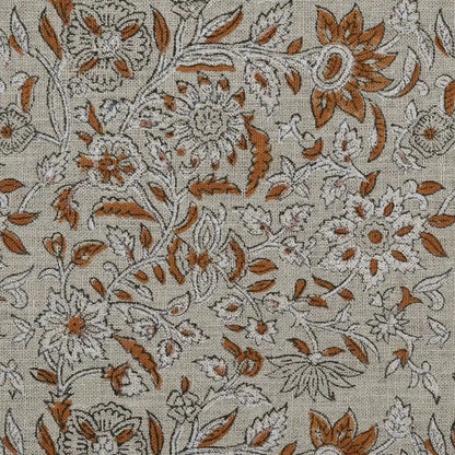 Rebecca Floral Block Print Linen Fabric