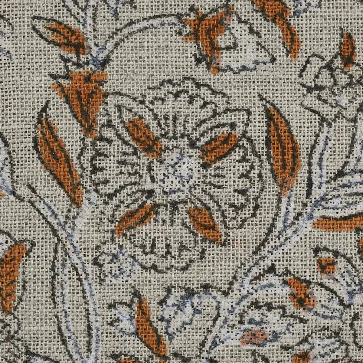 Rebecca Floral Block Print Linen Fabric