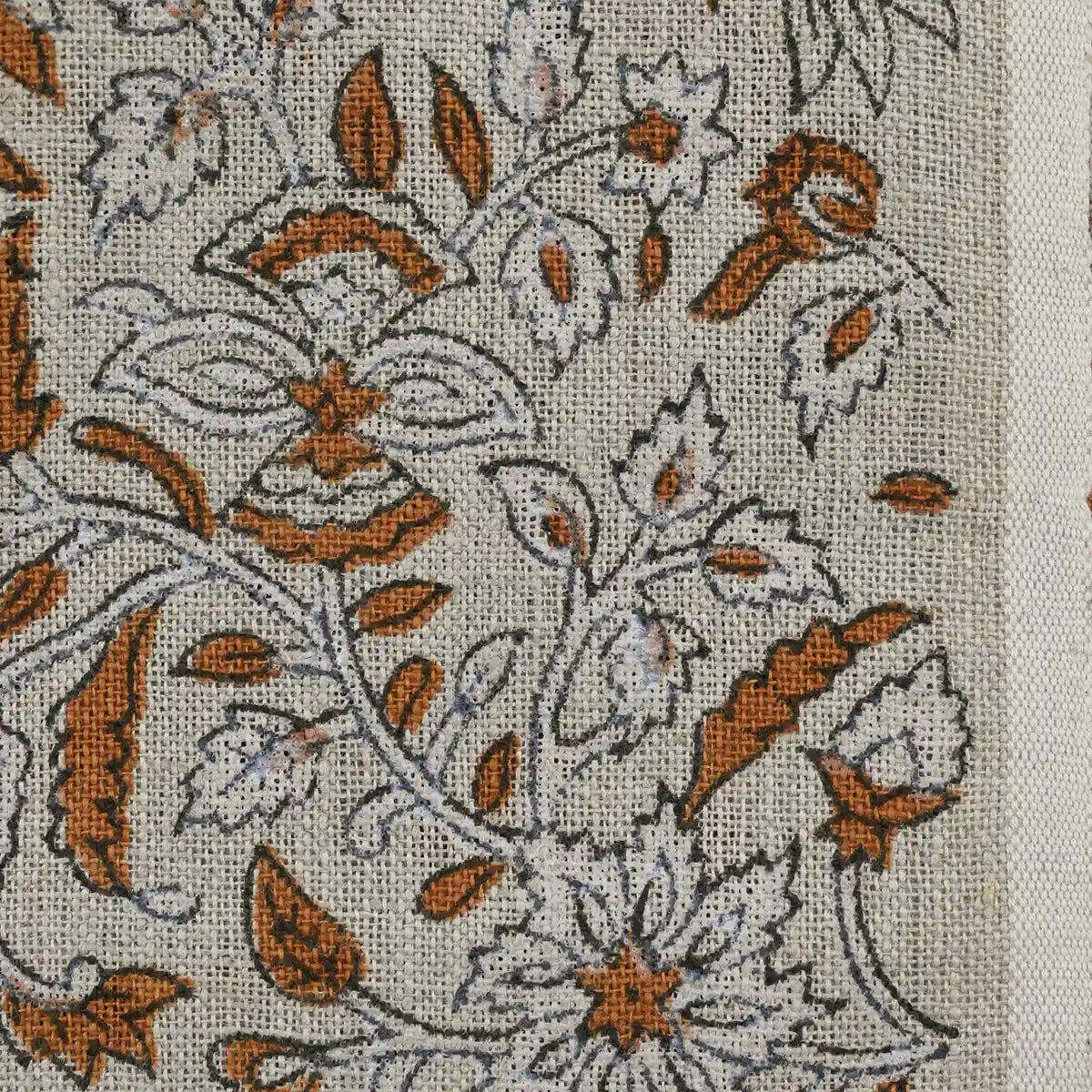 Rebecca Floral Block Print Linen Fabric