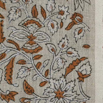 Rebecca Floral Block Print Linen Fabric
