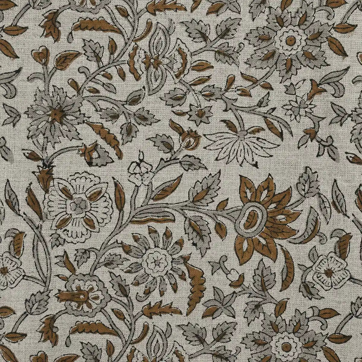 Rebecca Floral Block Print Linen Fabric
