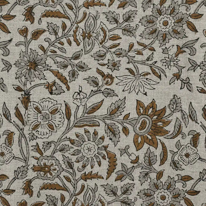Rebecca Floral Block Print Linen Fabric