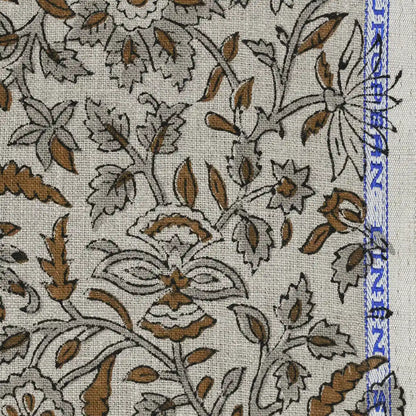 Rebecca Floral Block Print Linen Fabric