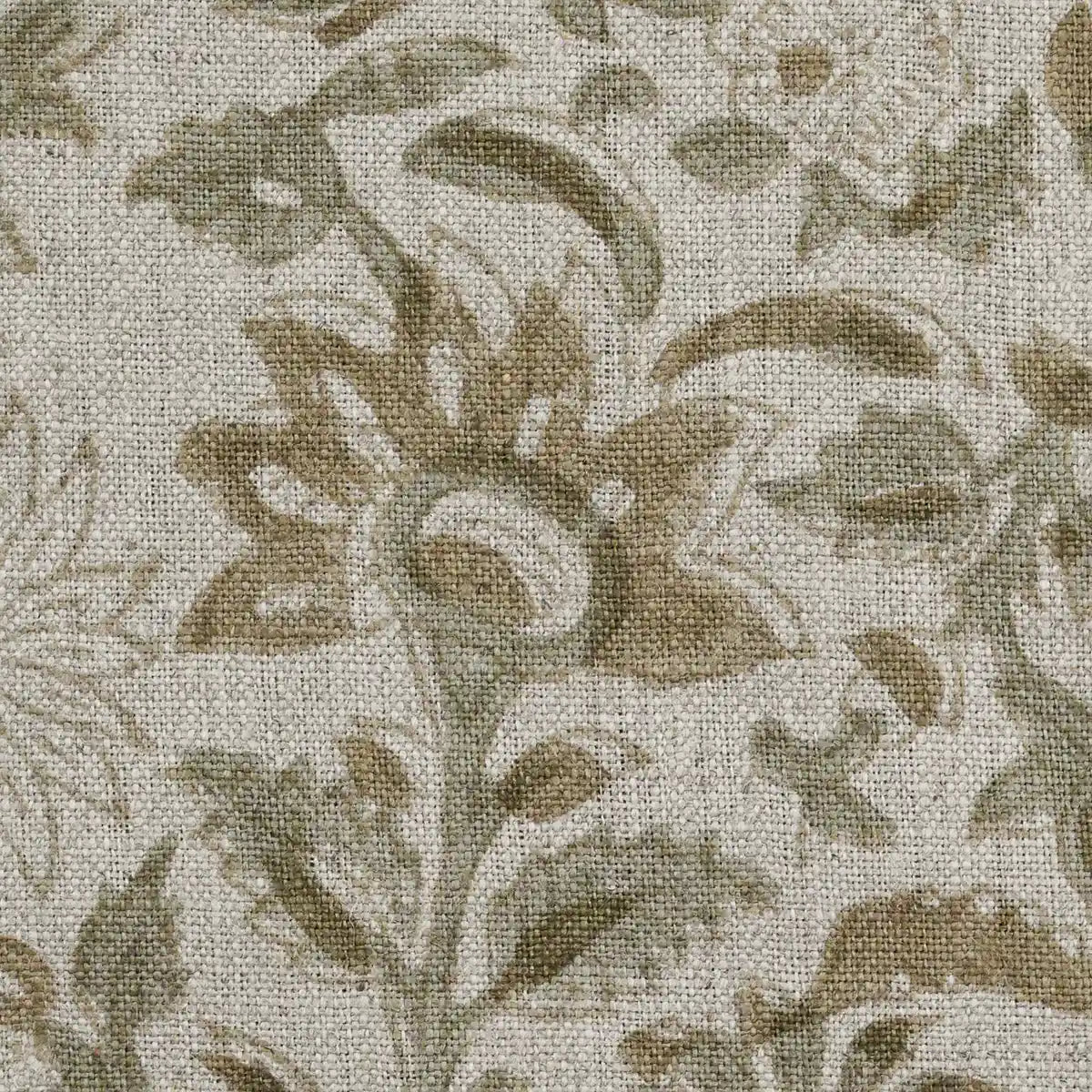Rebecca Floral Block Print Linen Fabric