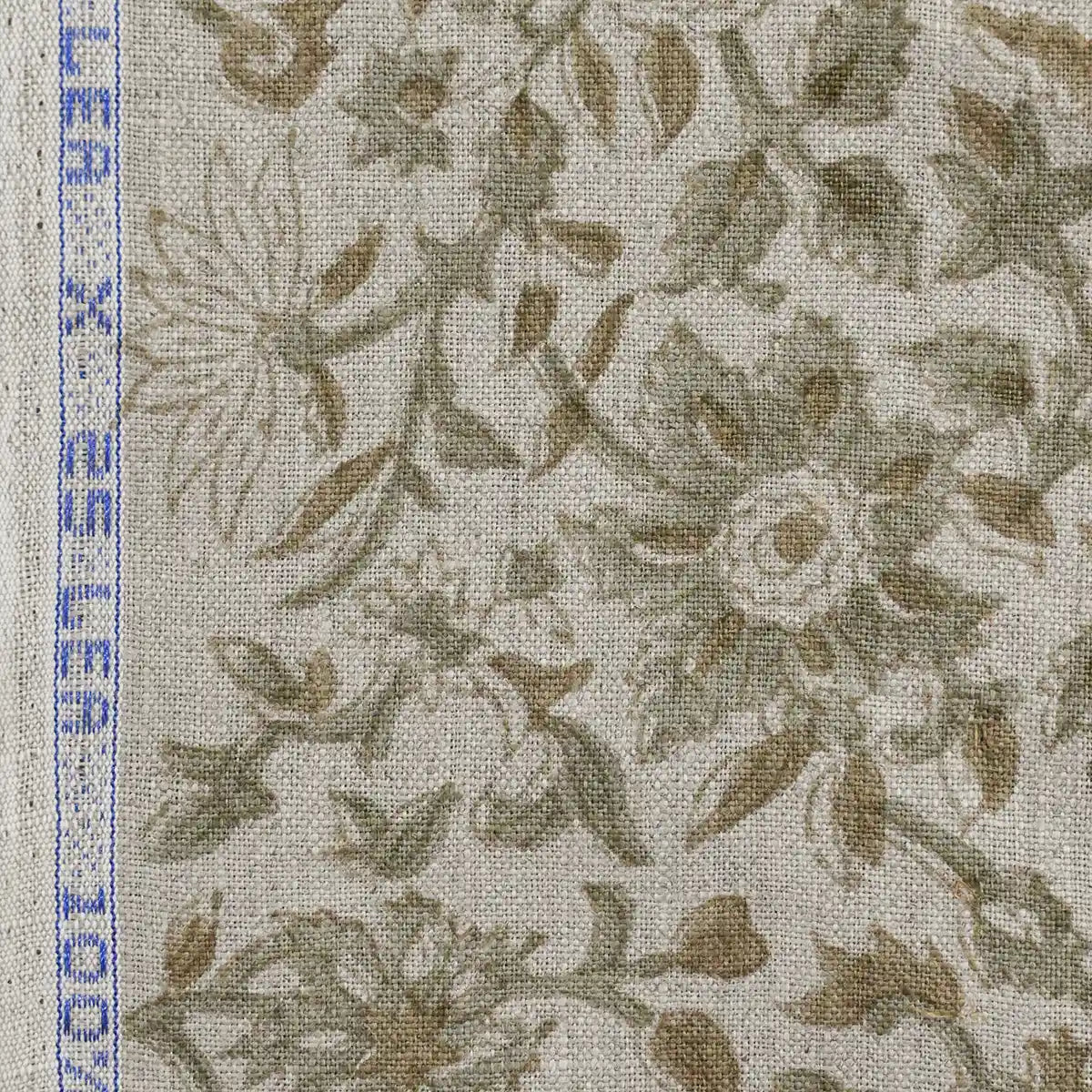 Rebecca Floral Block Print Linen Fabric