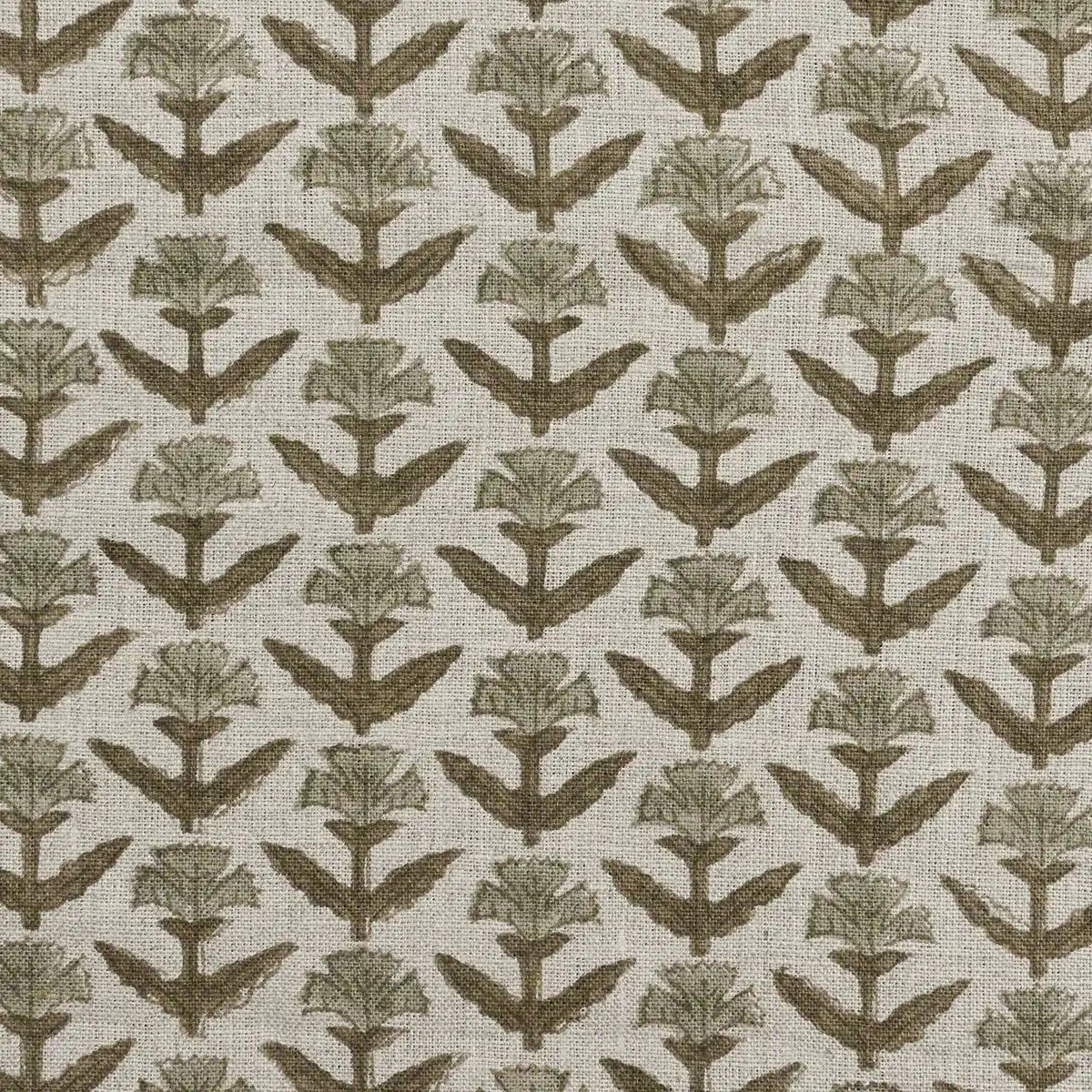 Keith Floral Hand Block Print Linen Fabric