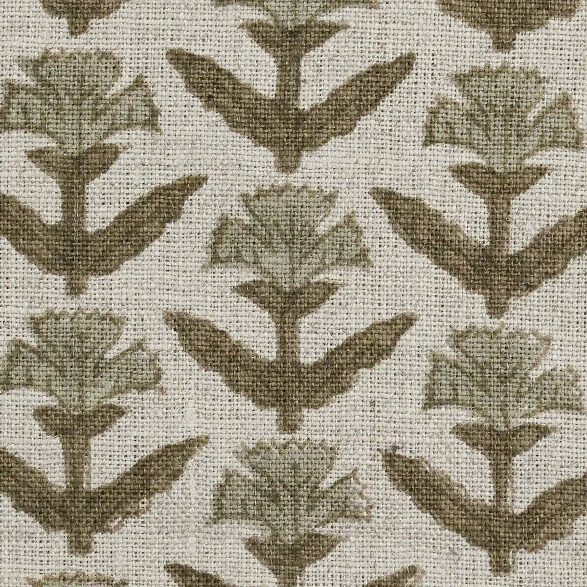 Keith Floral Hand Block Print Linen Fabric