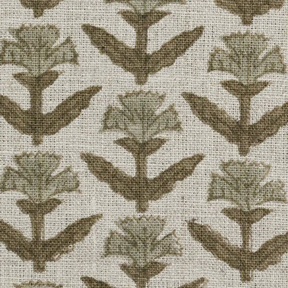 Keith Floral Hand Block Print Linen Fabric