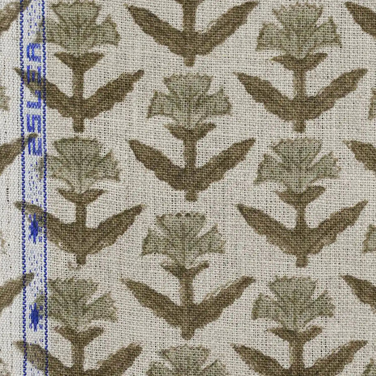 Keith Floral Hand Block Print Linen Fabric