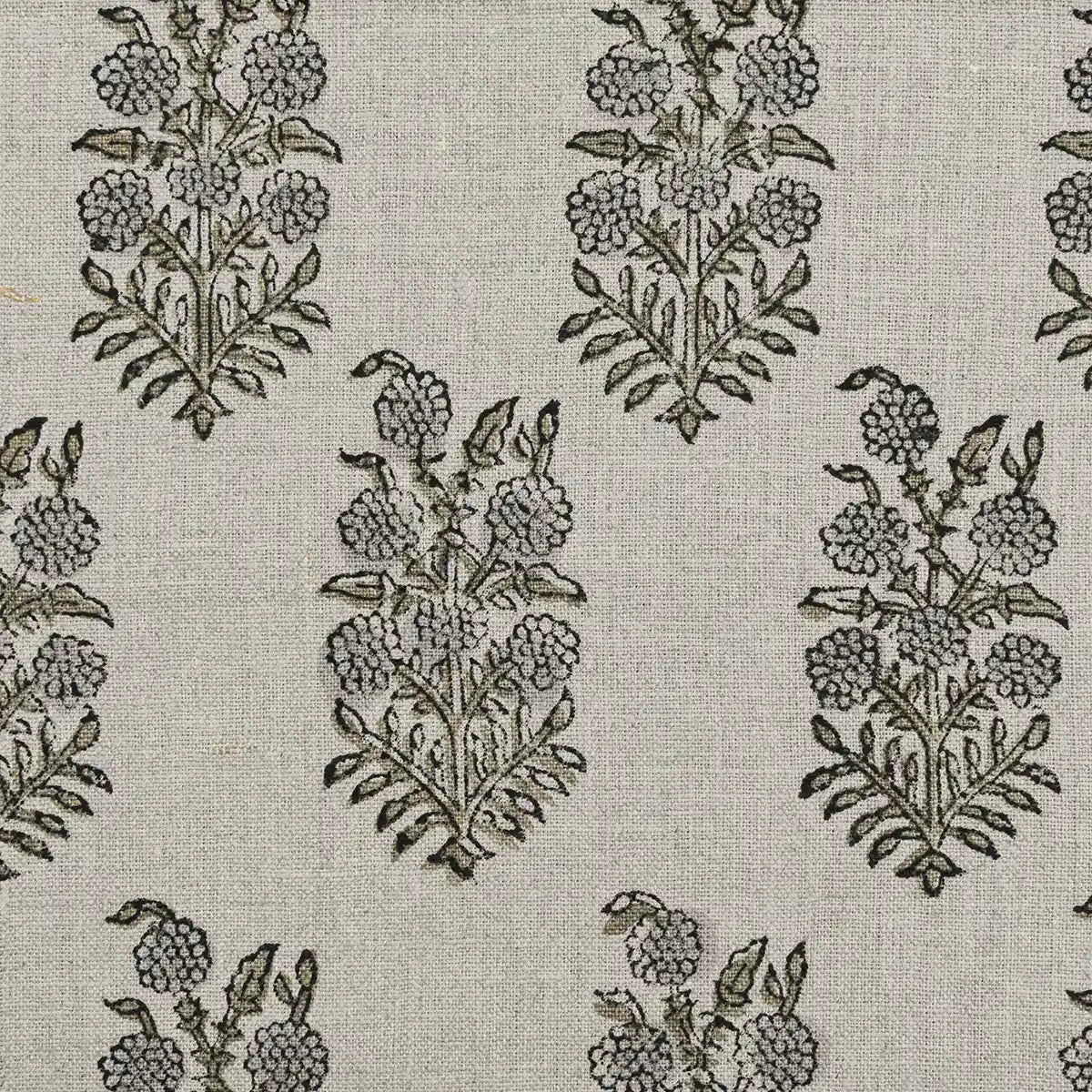 Noxa Floral Hand Block Print Linen Fabric