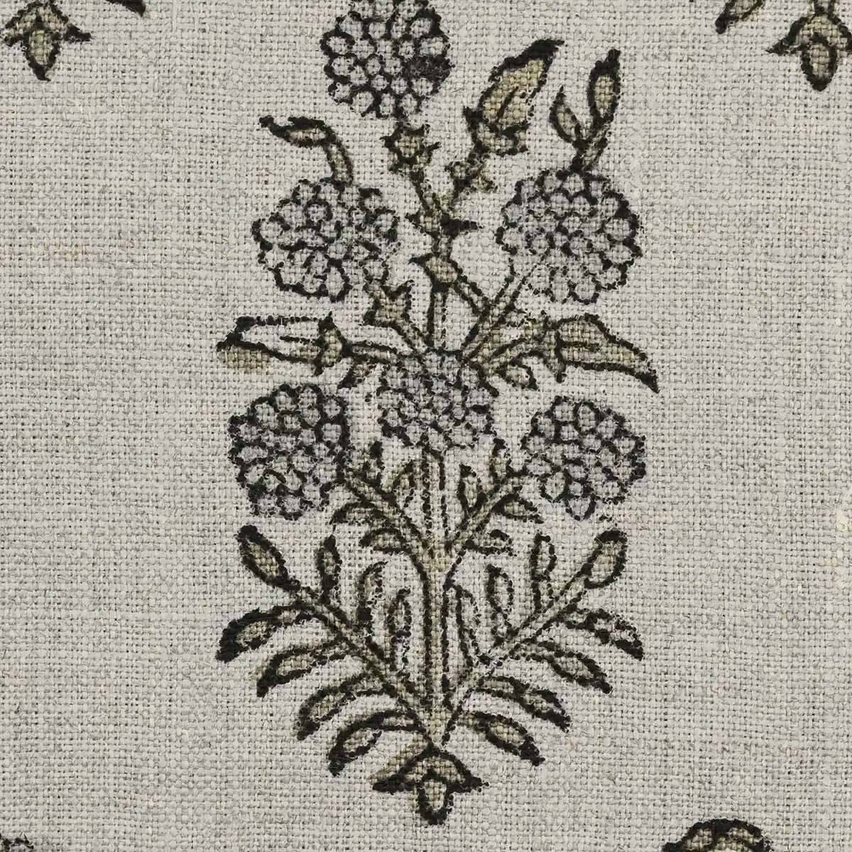 Noxa Floral Hand Block Print Linen Fabric