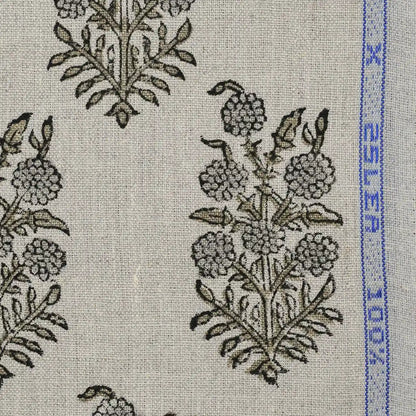 Noxa Floral Hand Block Print Linen Fabric