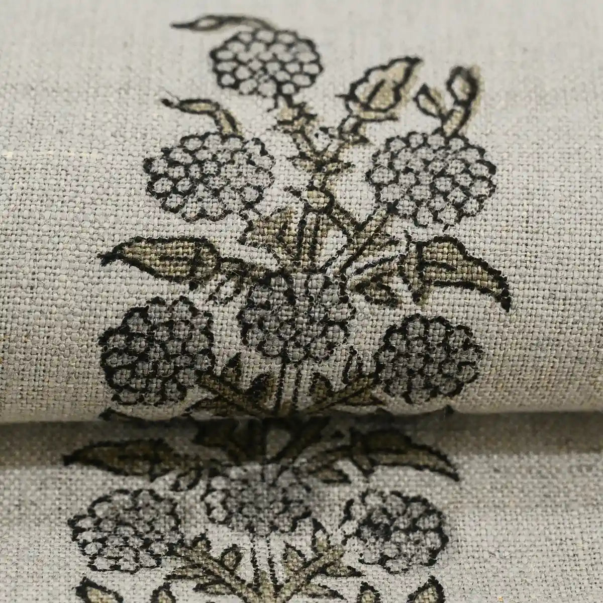 Noxa Floral Hand Block Print Linen Fabric